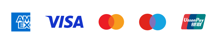 Accepted cards: American Express, Visa, Mastercard, UnionPay